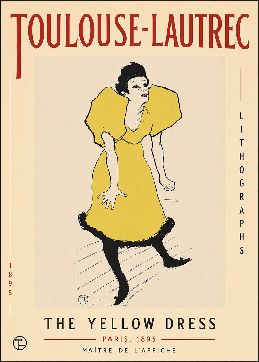 Toulouse-Lautrec The Yellow Dress No3 - Póster