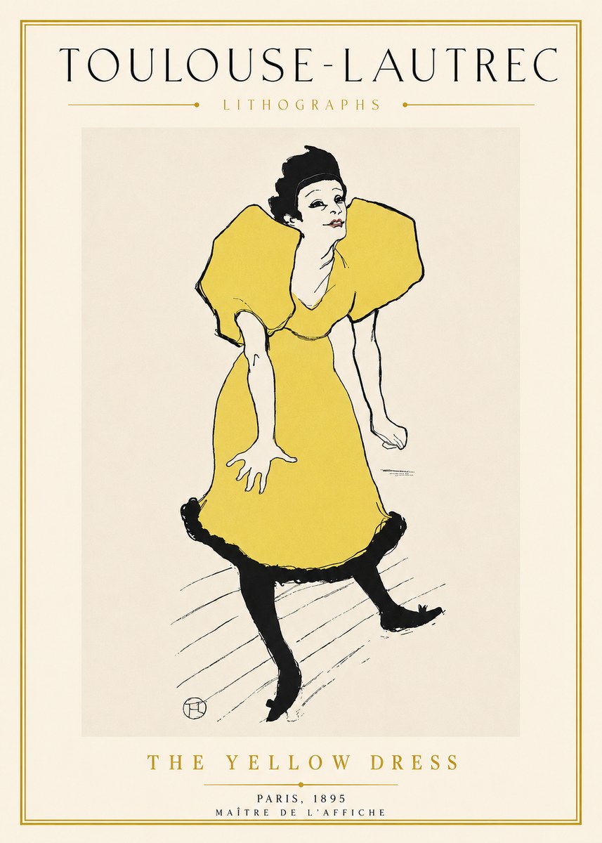 Toulouse-Lautrec The Yellow Dress No5 - Póster