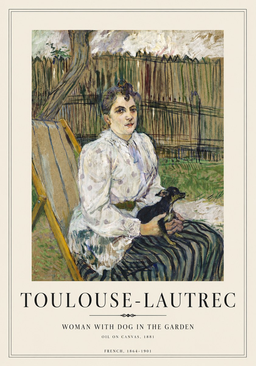 Toulouse-Lautrec Woman with Dog in the Garden No4 - Póster
