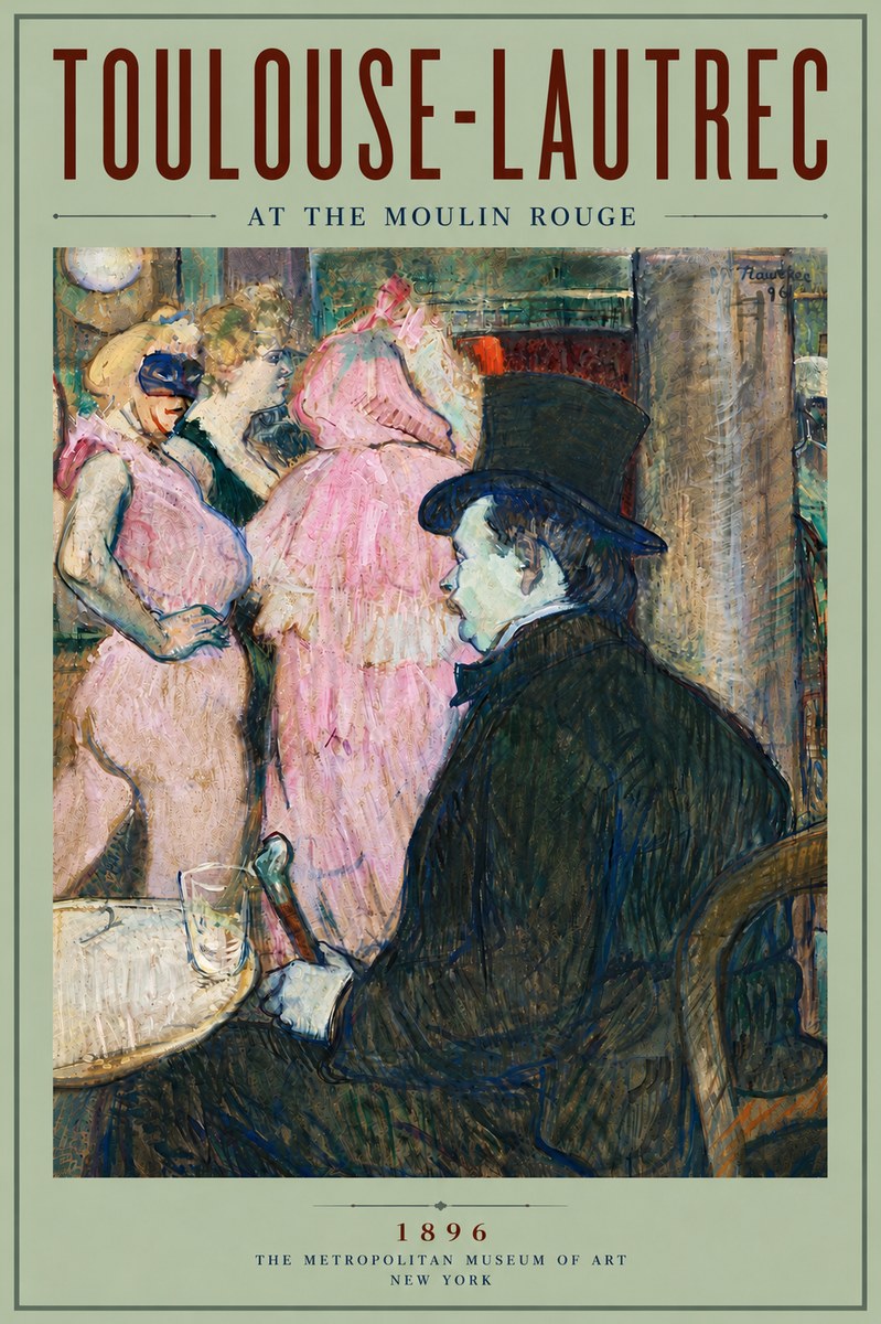 Toulouse-Lautrec At the Moulin Rouge VIII No6 - Póster