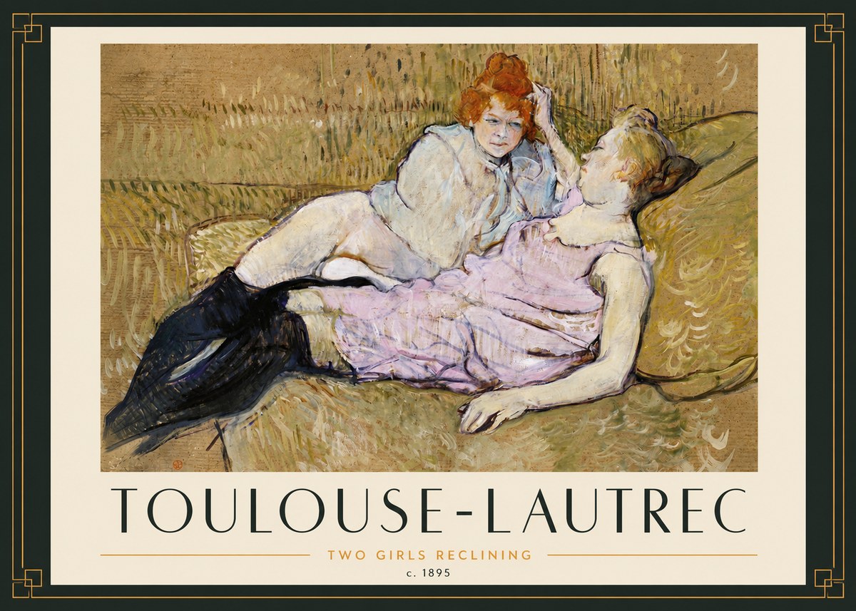 Toulouse-Lautrec Two Girls Reclining No3 - Póster