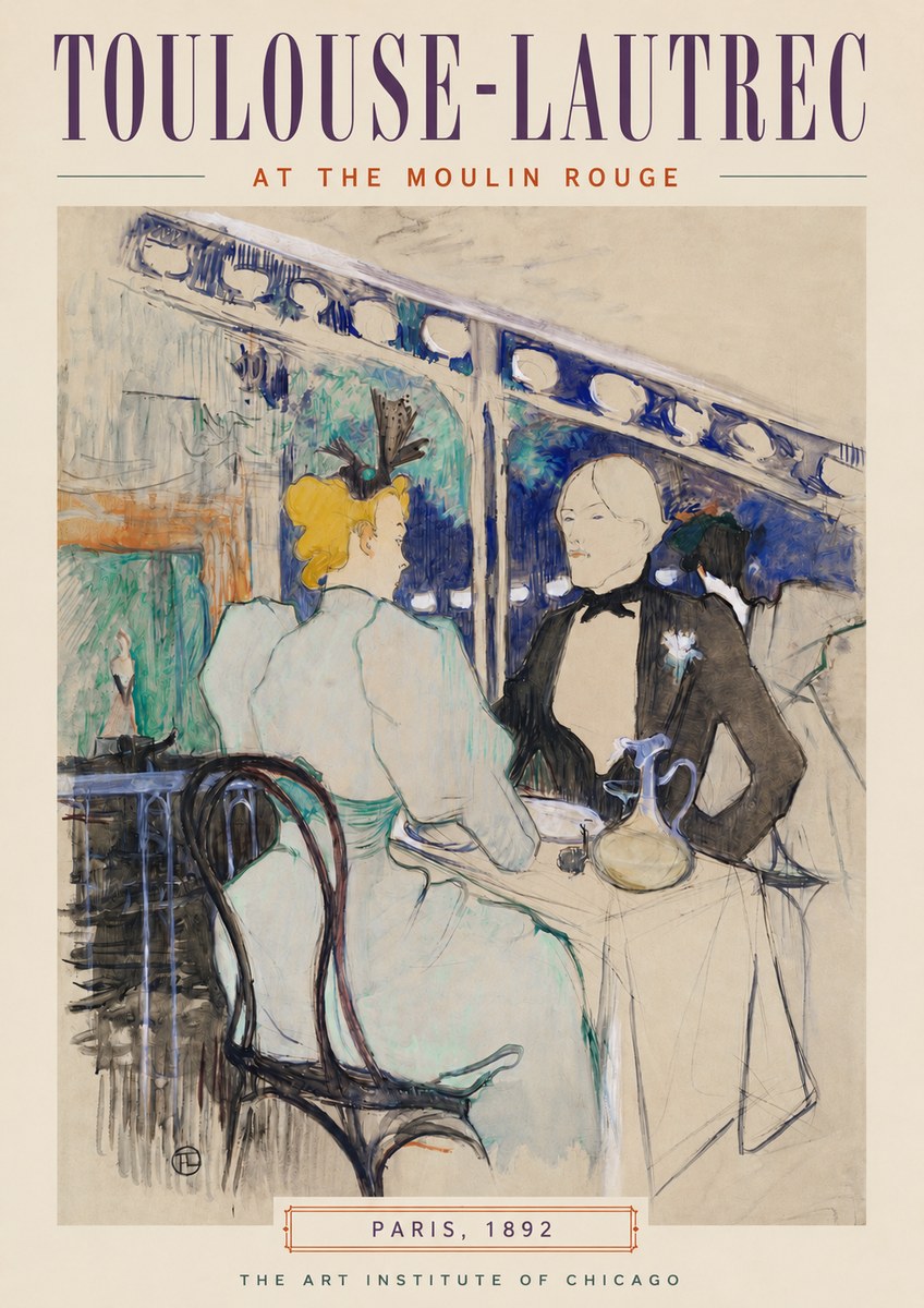 Toulouse-Lautrec At the Moulin Rouge XI No3 - Póster