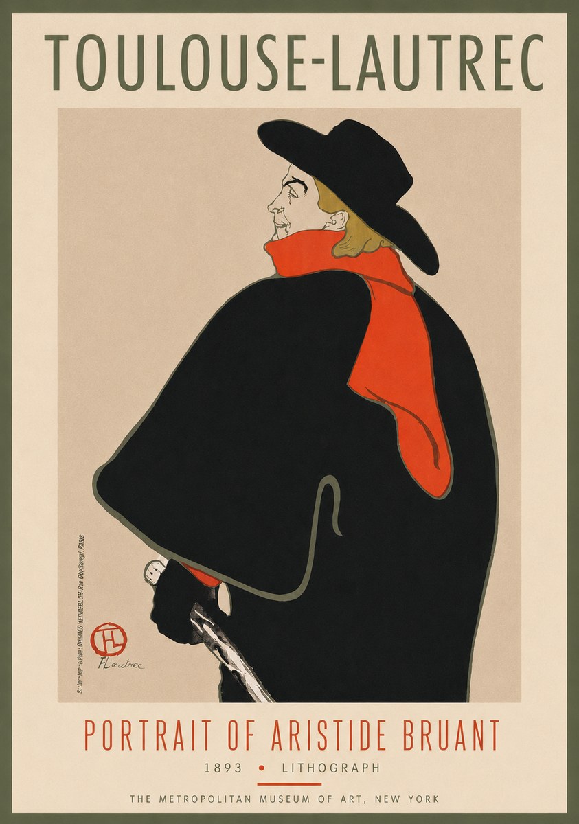 Toulouse-Lautrec Portrait of Aristide Bruant No4 - Póster