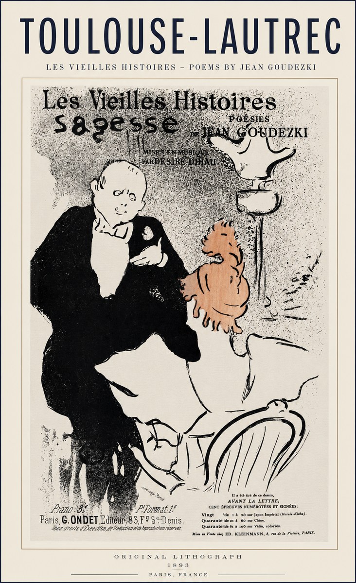 Toulouse-Lautrec Les Vieilles Histoires - Poésies Sagesse Jean Goudezki No1 - Póster