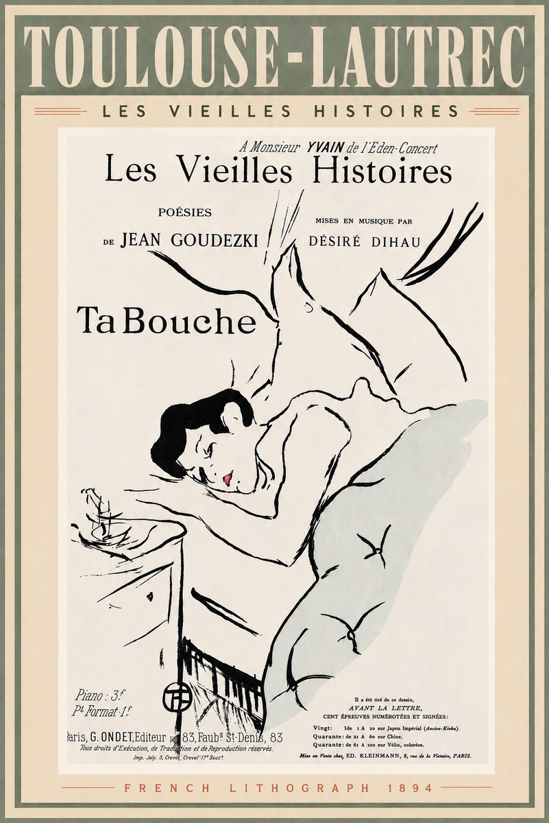 Toulouse-Lautrec Les Vieilles Histoires - Ta Bouche No5 - Póster