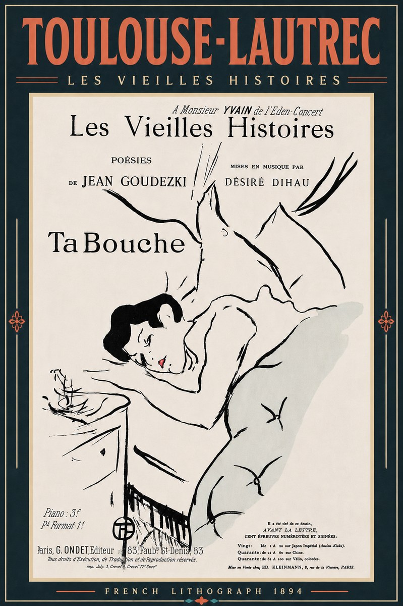 Toulouse-Lautrec Les Vieilles Histoires - Ta Bouche No6 - Póster