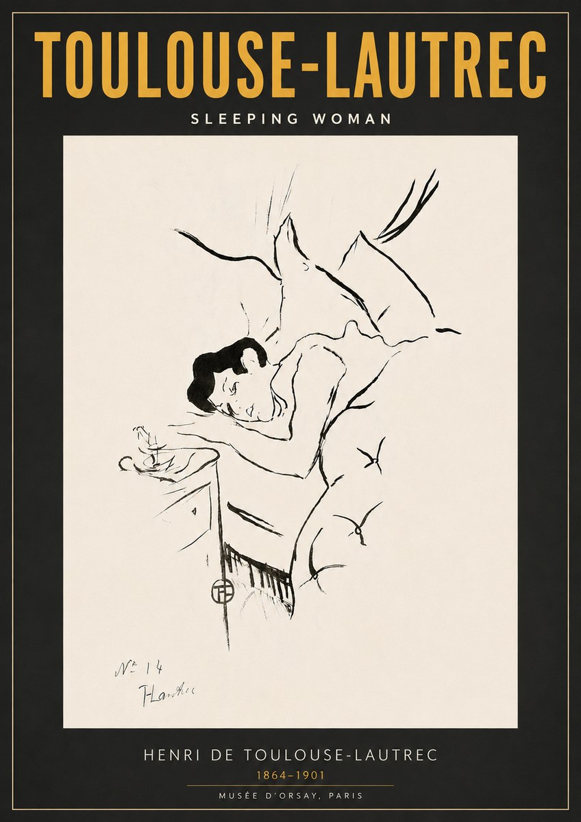 Toulouse-Lautrec Sleeping Woman No6 - Póster