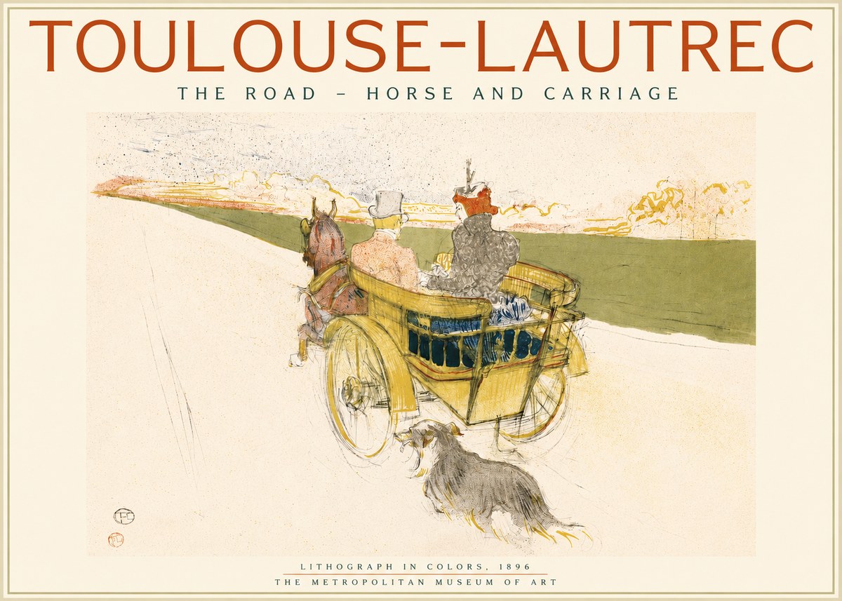 Toulouse-Lautrec The Road - Horse and Carriage No2 - Póster