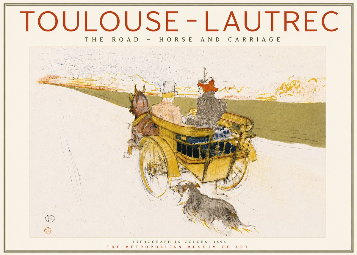 Toulouse-Lautrec The Road - Horse and Carriage No6 - Póster