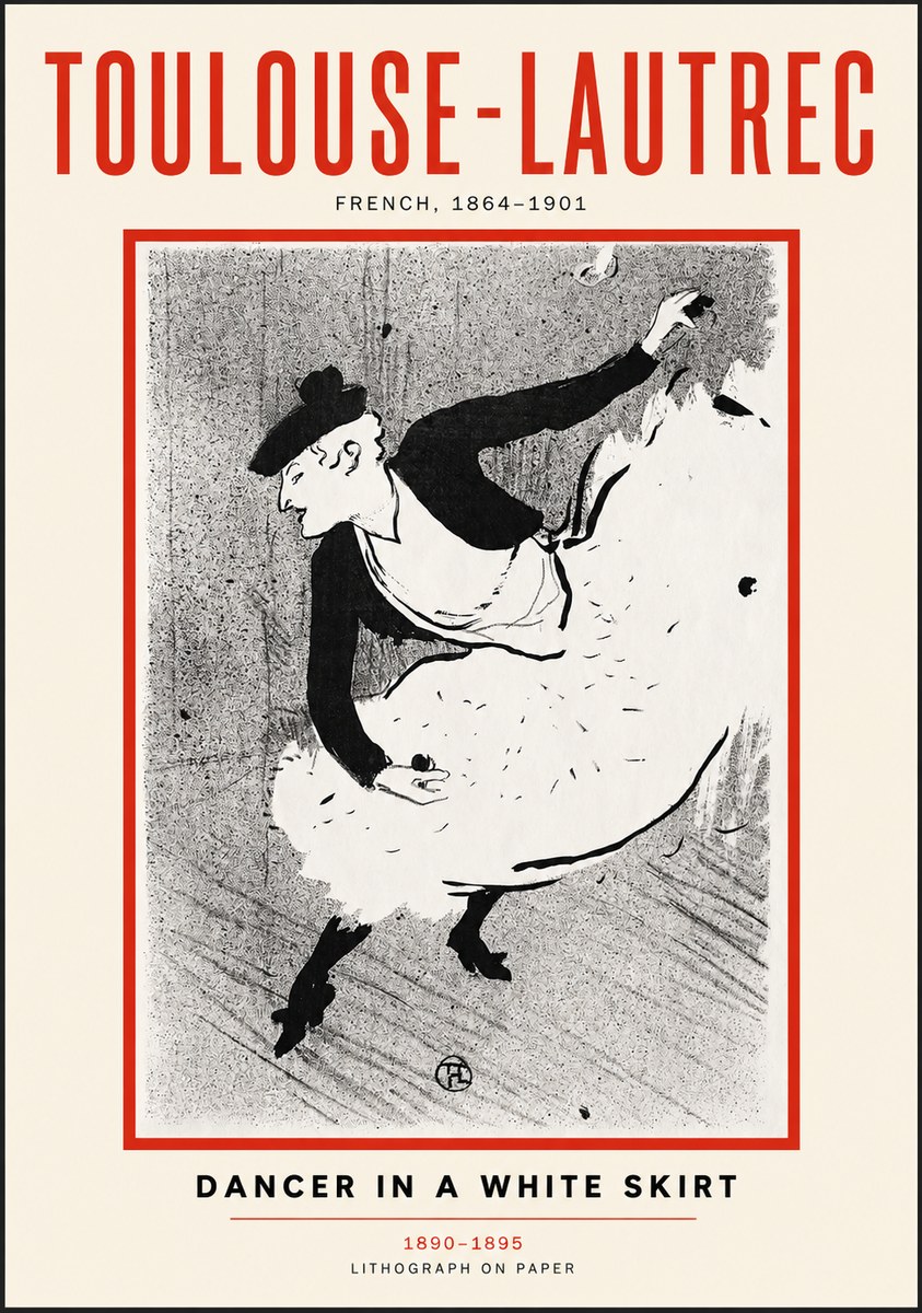 Toulouse-Lautrec Dancer in a White Skirt No3 - Póster