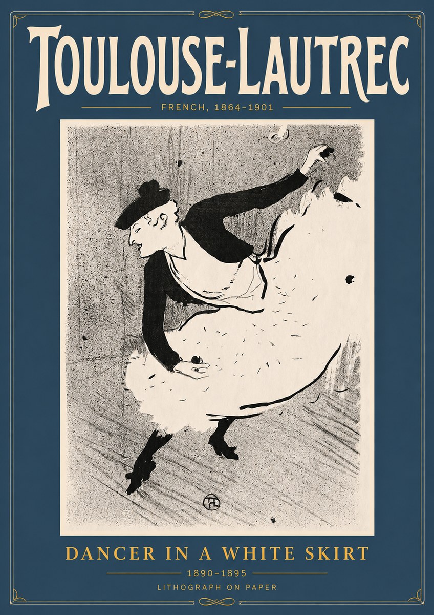 Toulouse-Lautrec Dancer in a White Skirt No4 - Póster
