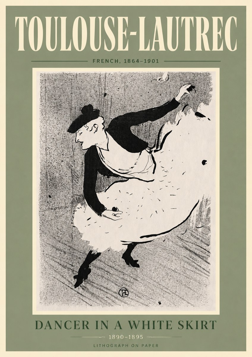 Toulouse-Lautrec Dancer in a White Skirt No6 - Póster