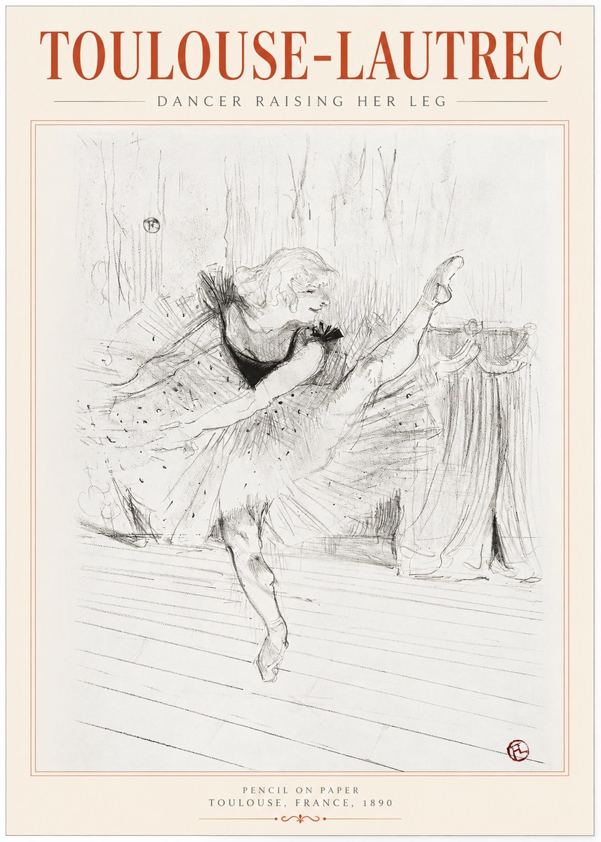 Toulouse-Lautrec Dancer Raising Her Leg No1 - Póster