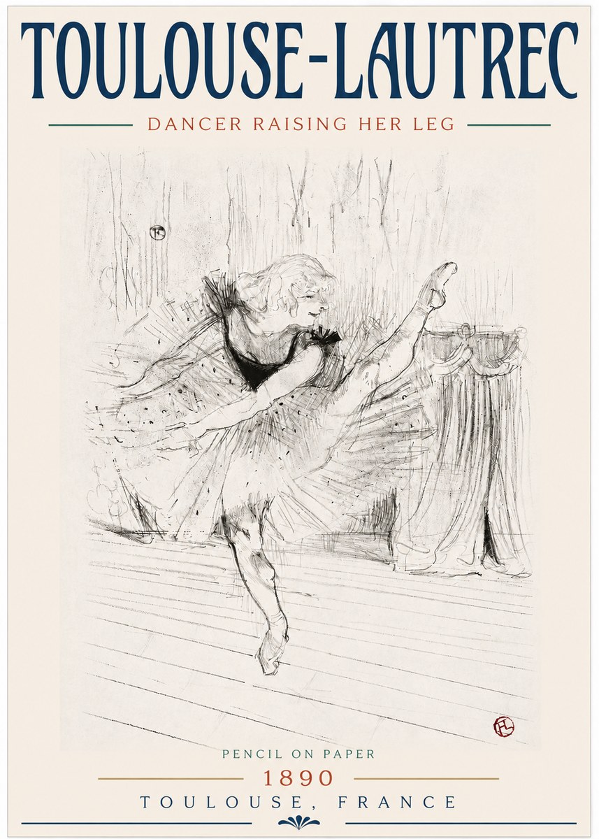 Toulouse-Lautrec Dancer Raising Her Leg No3 - Póster