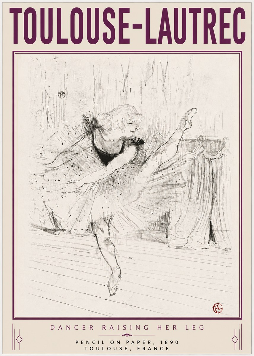 Toulouse-Lautrec Dancer Raising Her Leg No4 - Póster