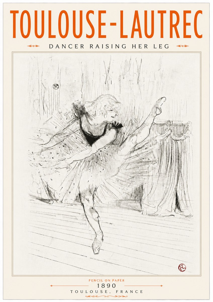 Toulouse-Lautrec Dancer Raising Her Leg No6 - Póster