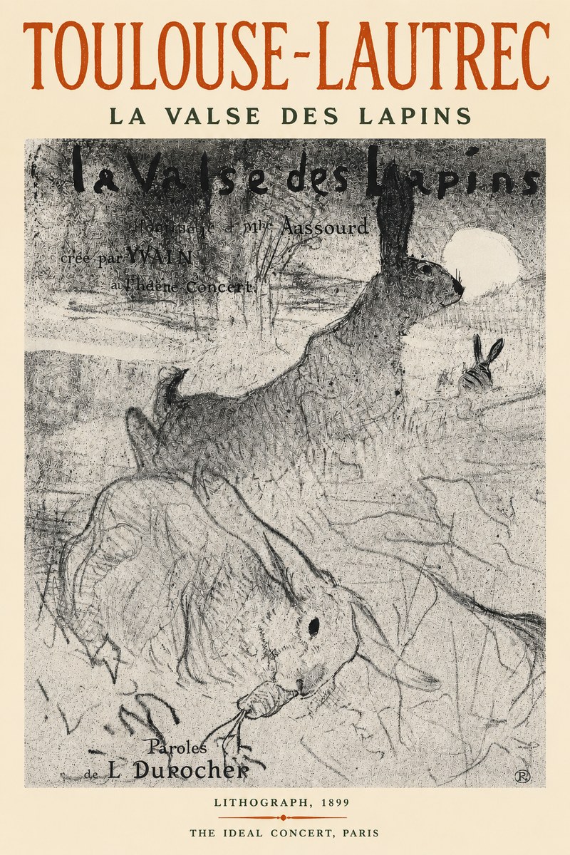 Toulouse-Lautrec La Valse Des Lapins No3 - Póster
