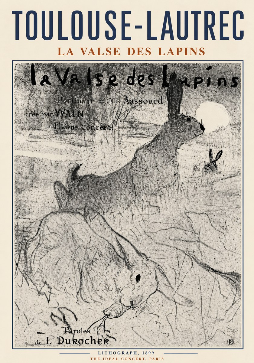 Toulouse-Lautrec La Valse Des Lapins No5 - Póster