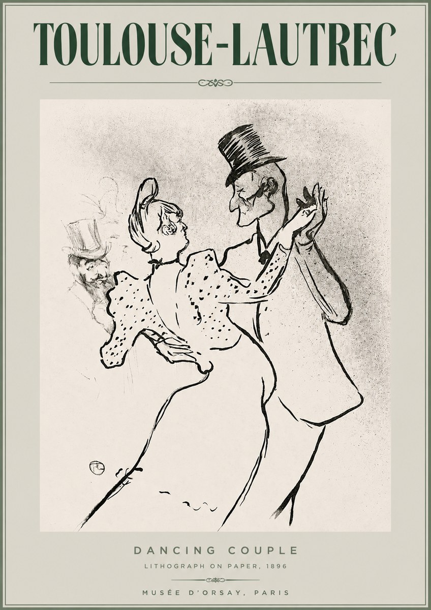 Toulouse-Lautrec Dancing Couple No2 - Póster