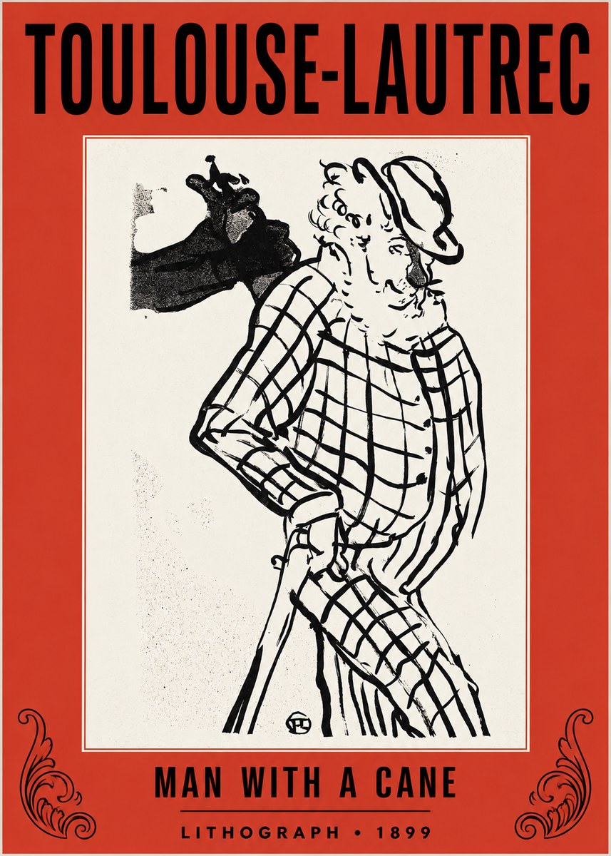 Toulouse-Lautrec Man with a Cane No2 - Póster