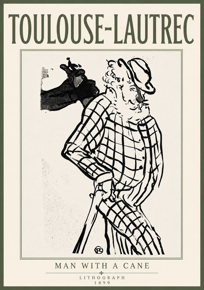 Toulouse-Lautrec Man with a Cane No6 - Póster