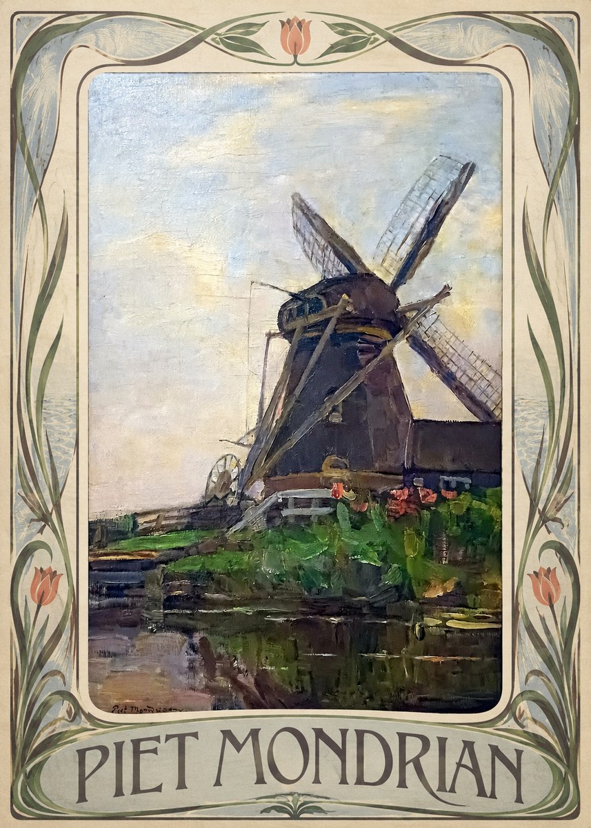 Piet Mondrian Windmill by the Water I No3 - Póster