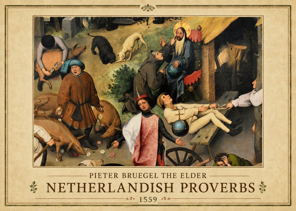 Pieter Bruegel Netherlandish Proverbs IV No1 - Póster