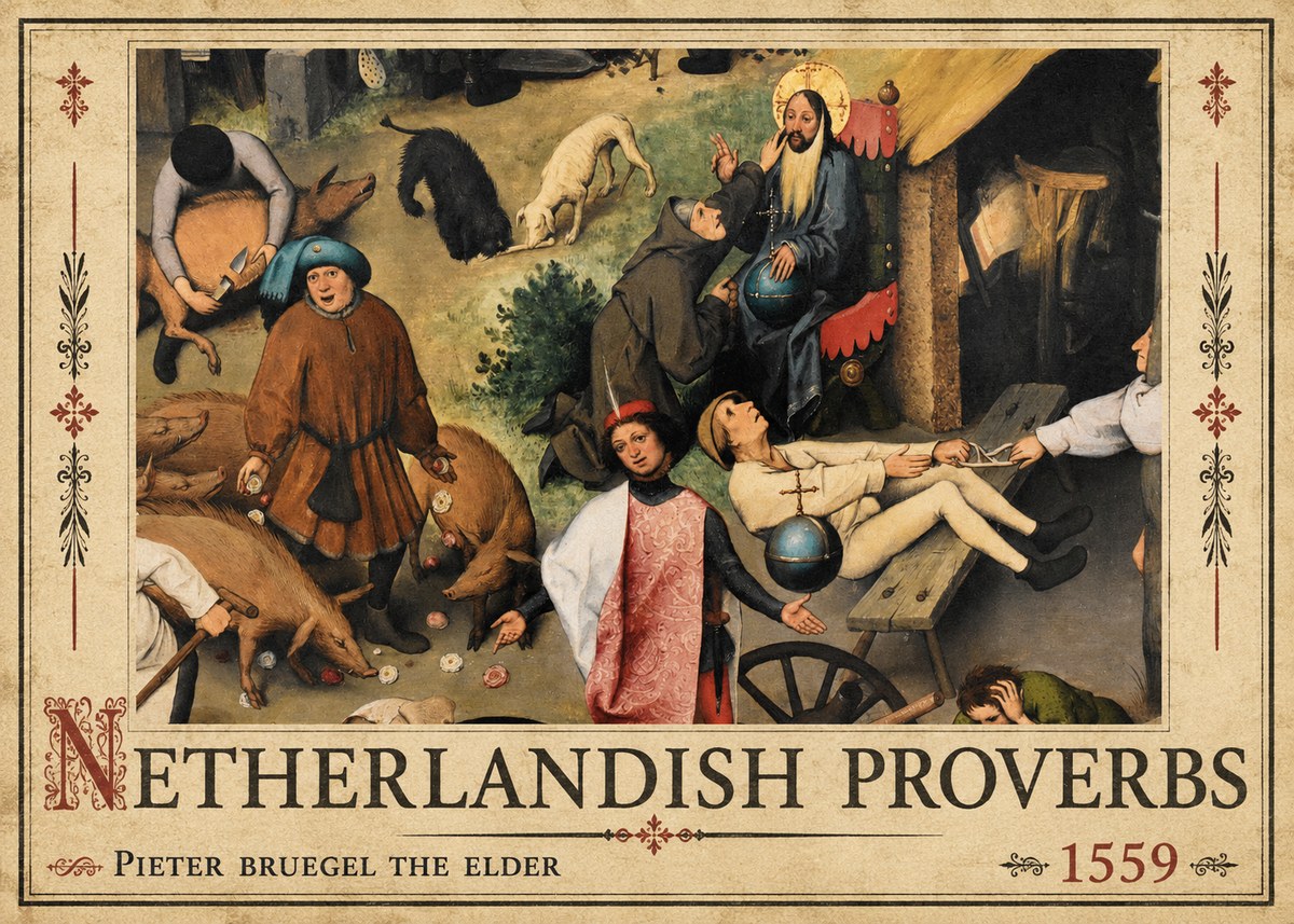 Pieter Bruegel Netherlandish Proverbs IV No2 - Póster