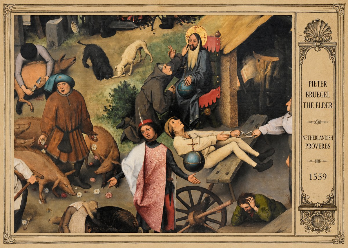 Pieter Bruegel Netherlandish Proverbs IV No3 - Póster