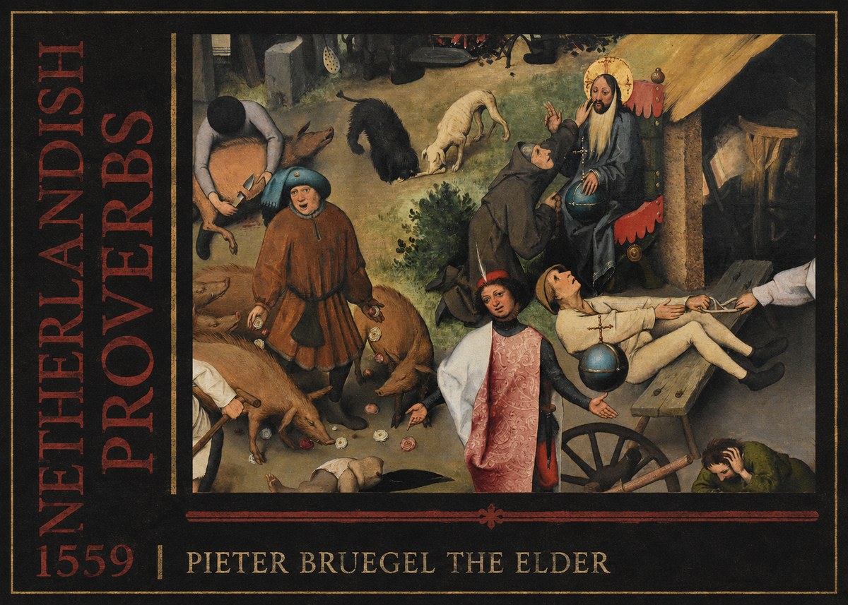 Pieter Bruegel Netherlandish Proverbs IV No4 - Póster