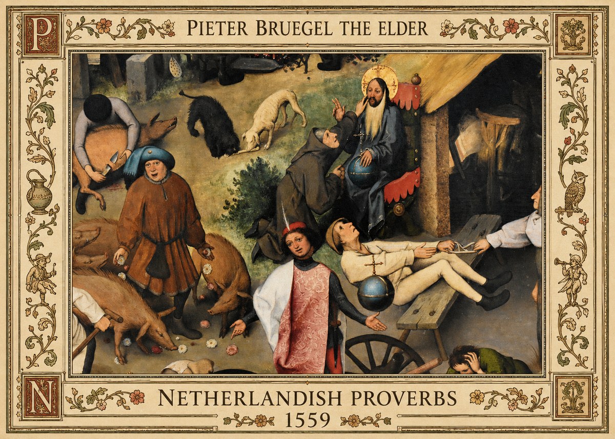 Pieter Bruegel Netherlandish Proverbs IV No5 - Póster