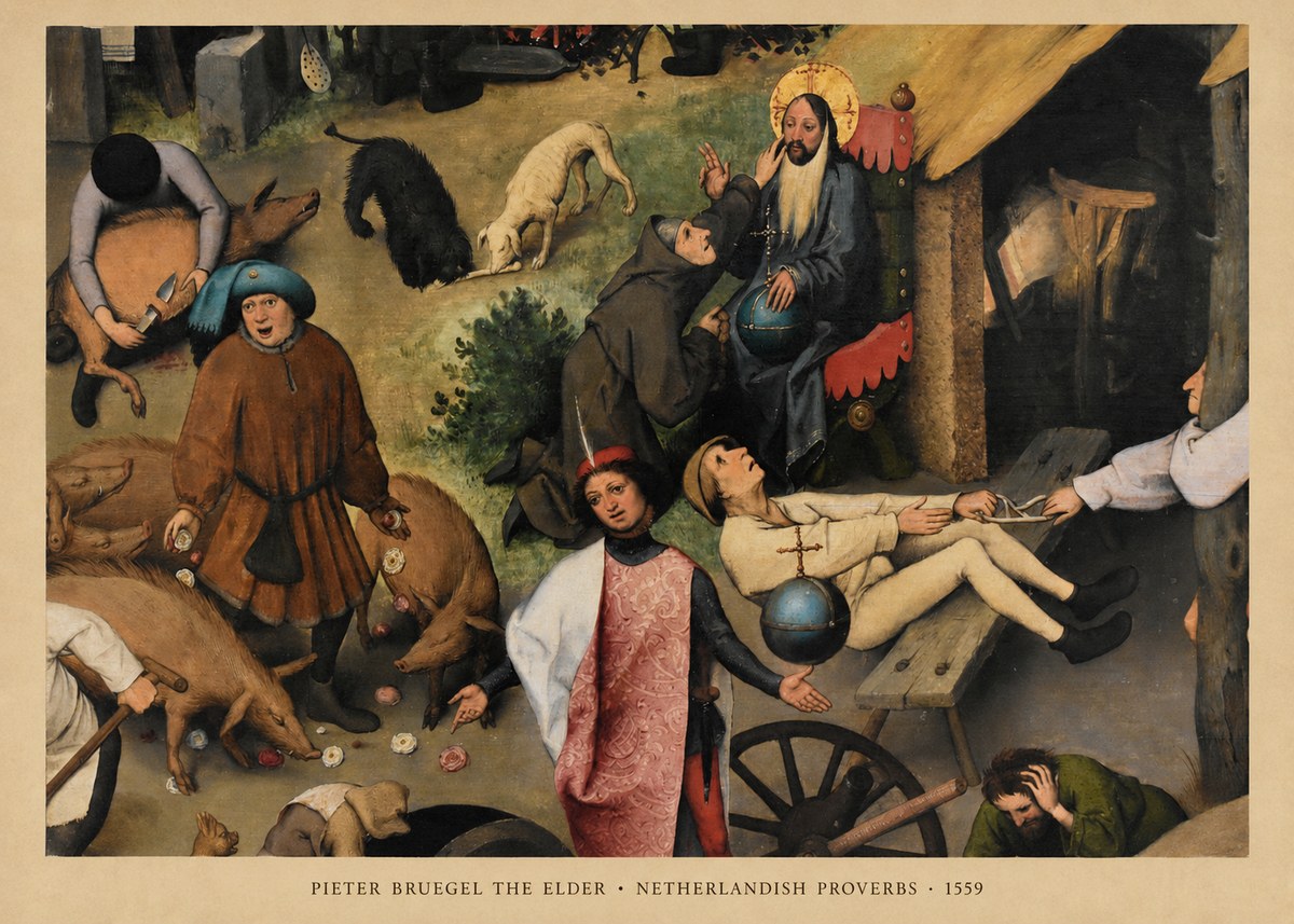 Pieter Bruegel Netherlandish Proverbs IV No6 - Póster
