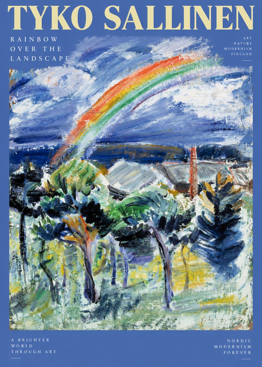Tyko Sallinen Rainbow over the Landscape No2 - Póster