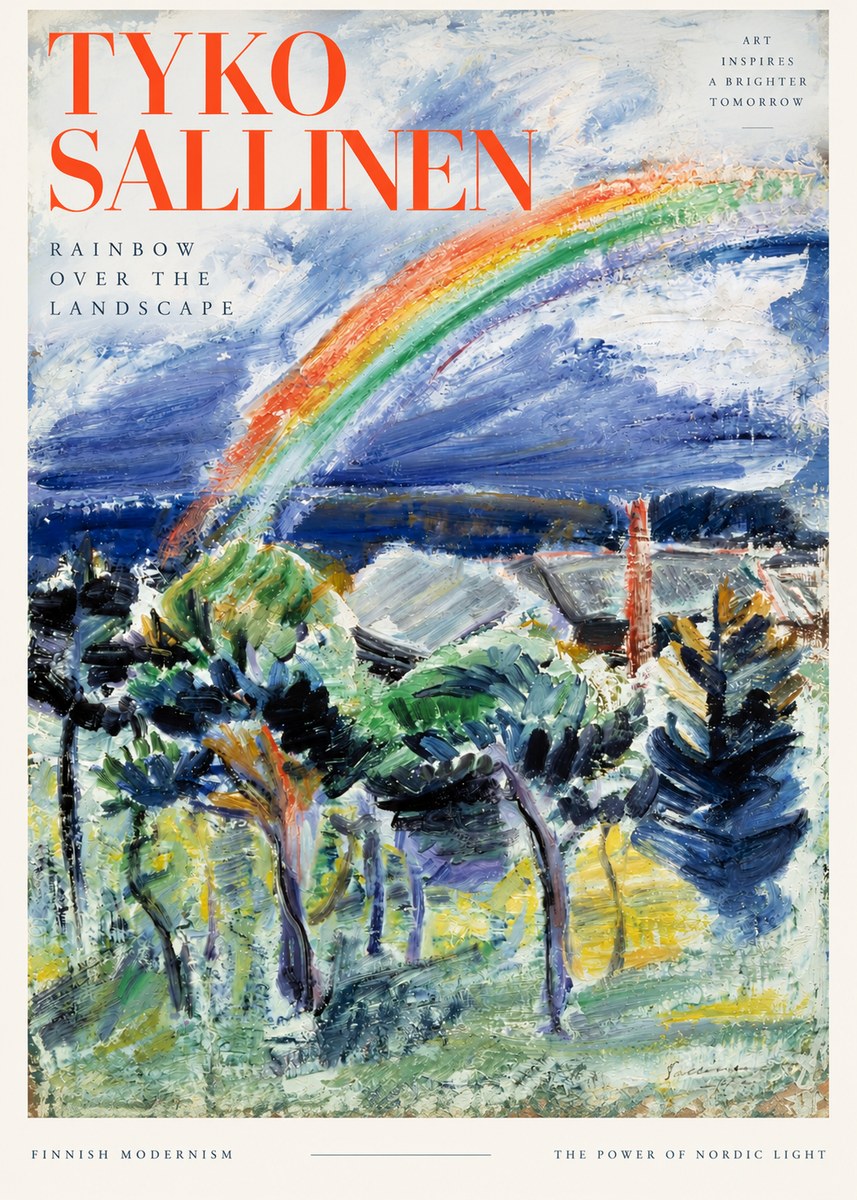 Tyko Sallinen Rainbow over the Landscape No3 - Póster