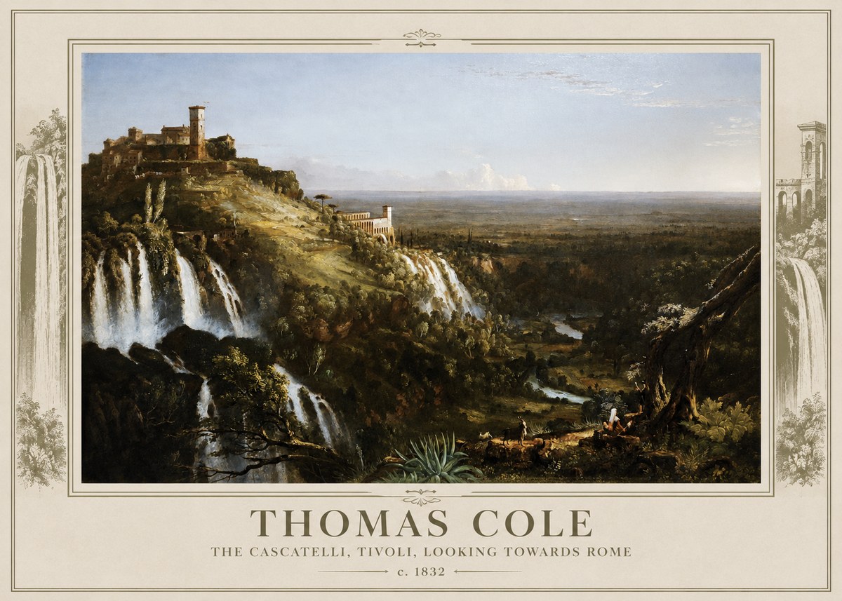 Thomas Cole The Cascatelli, Tivoli, Looking Towards Rome No3 - Póster