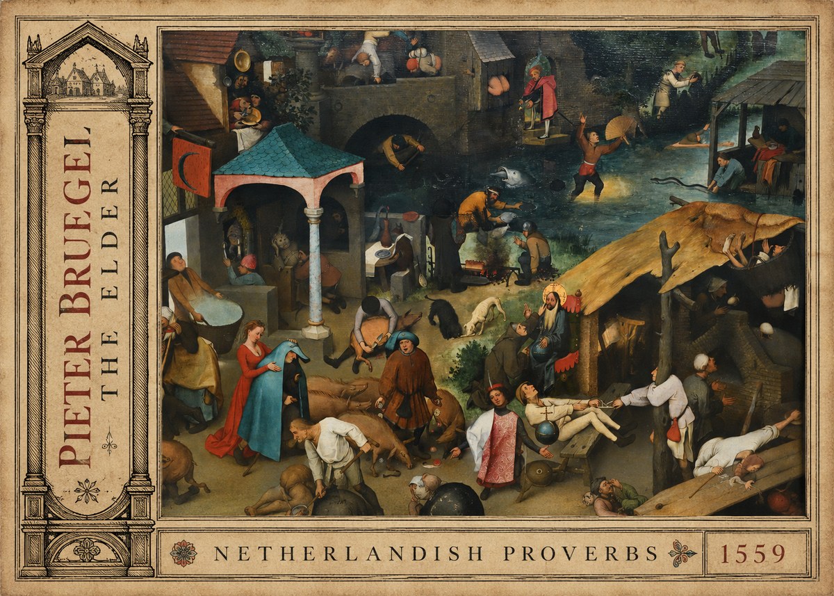 Pieter Bruegel Netherlandish Proverbs V No2 - Póster