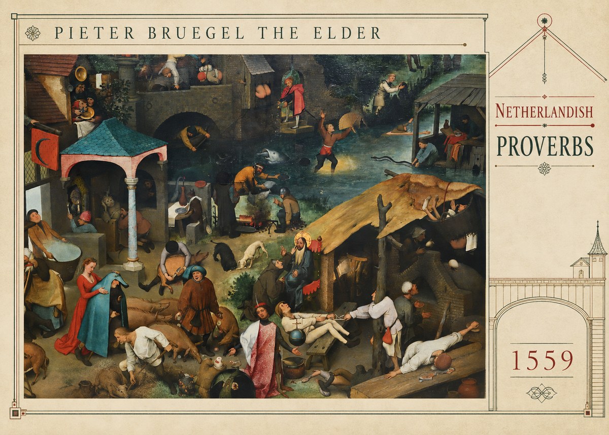 Pieter Bruegel Netherlandish Proverbs V No3 - Póster