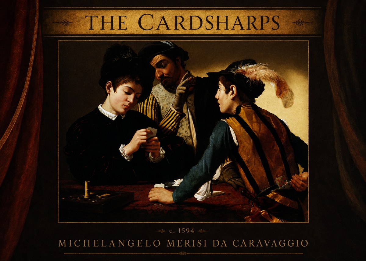 Michelangelo Merisi da Caravaggio The Cardsharps II No3 - Póster