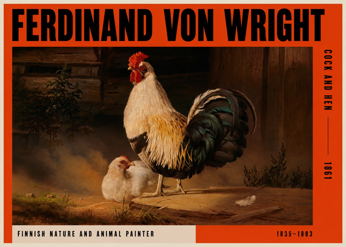 Ferdinand von Wright Cock and Hen No2 - Póster