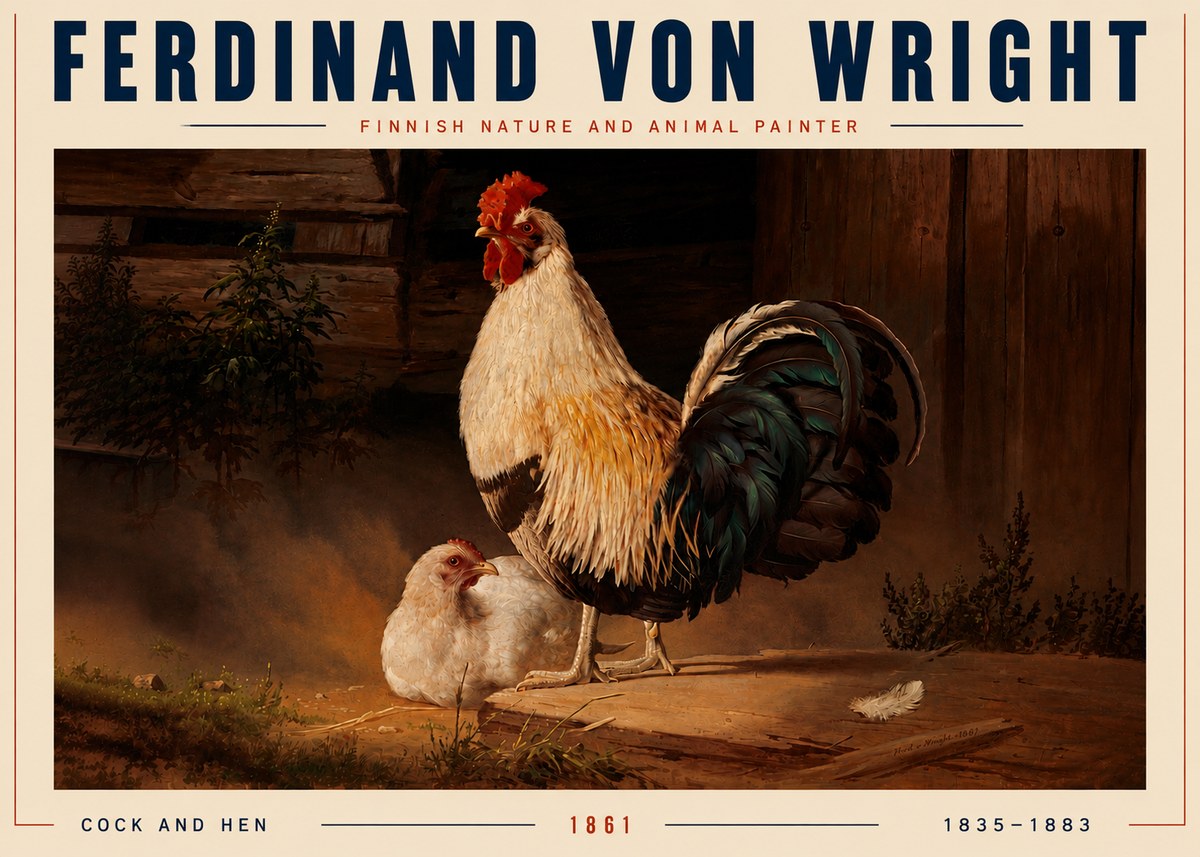 Ferdinand von Wright Cock and Hen No4 - Póster