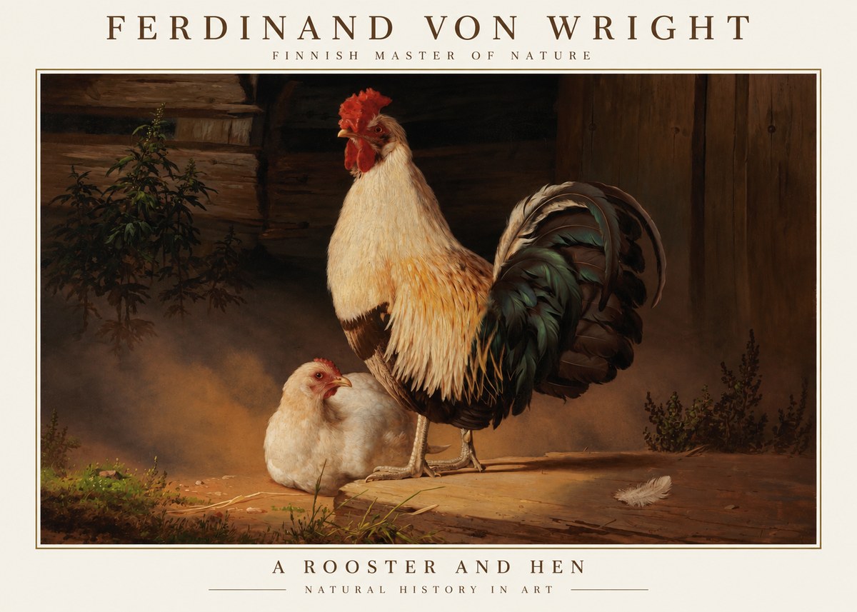 Ferdinand von Wright Cock and Hen No6 - Póster