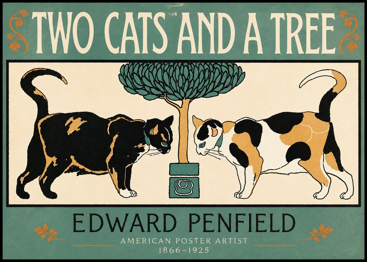 Edward Penfield Two Cats and a Tree No3 - Póster