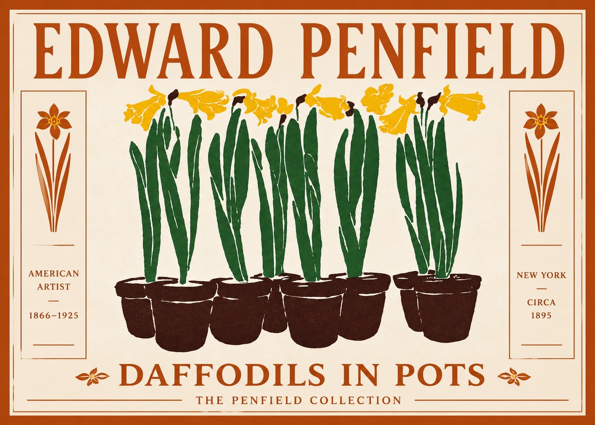 Edward Penfield Daffodils in Pots No5 - Póster