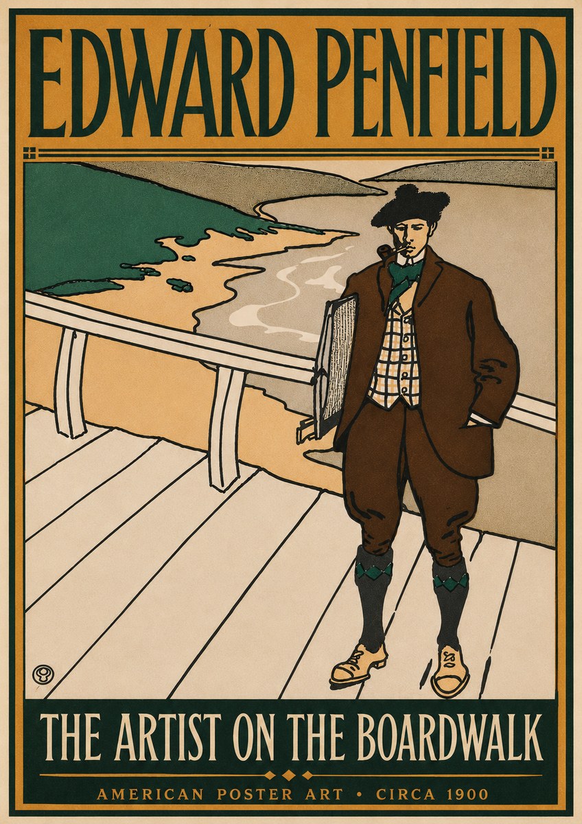 Edward Penfield The Artist on the Boardwalk No6 - Póster