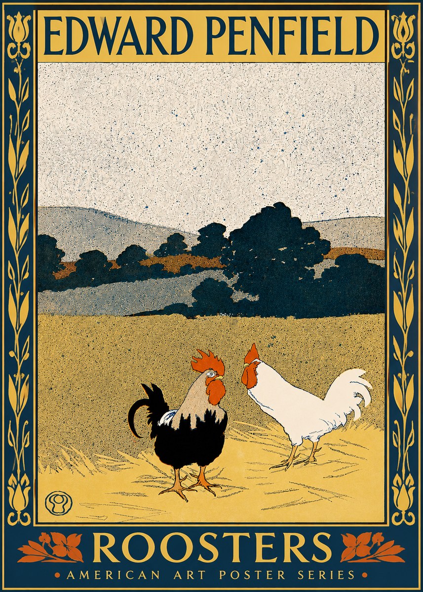 Edward Penfield Roosters No5 - Póster