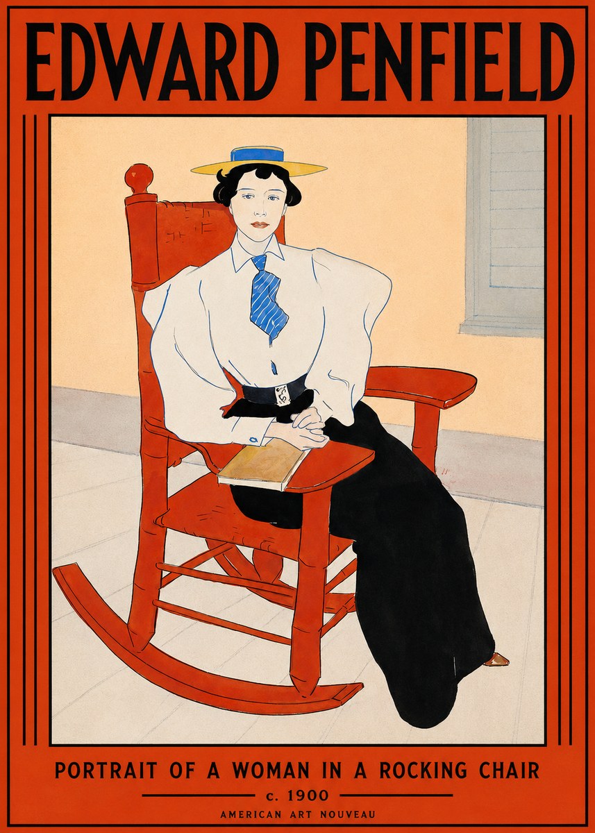 Edward Penfield Portrait of a Woman in a Rocking Chair No2 - Póster