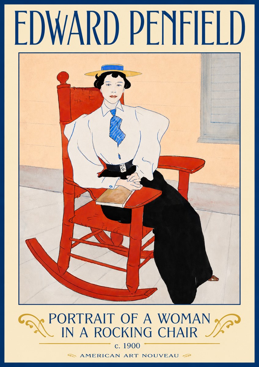 Edward Penfield Portrait of a Woman in a Rocking Chair No3 - Póster