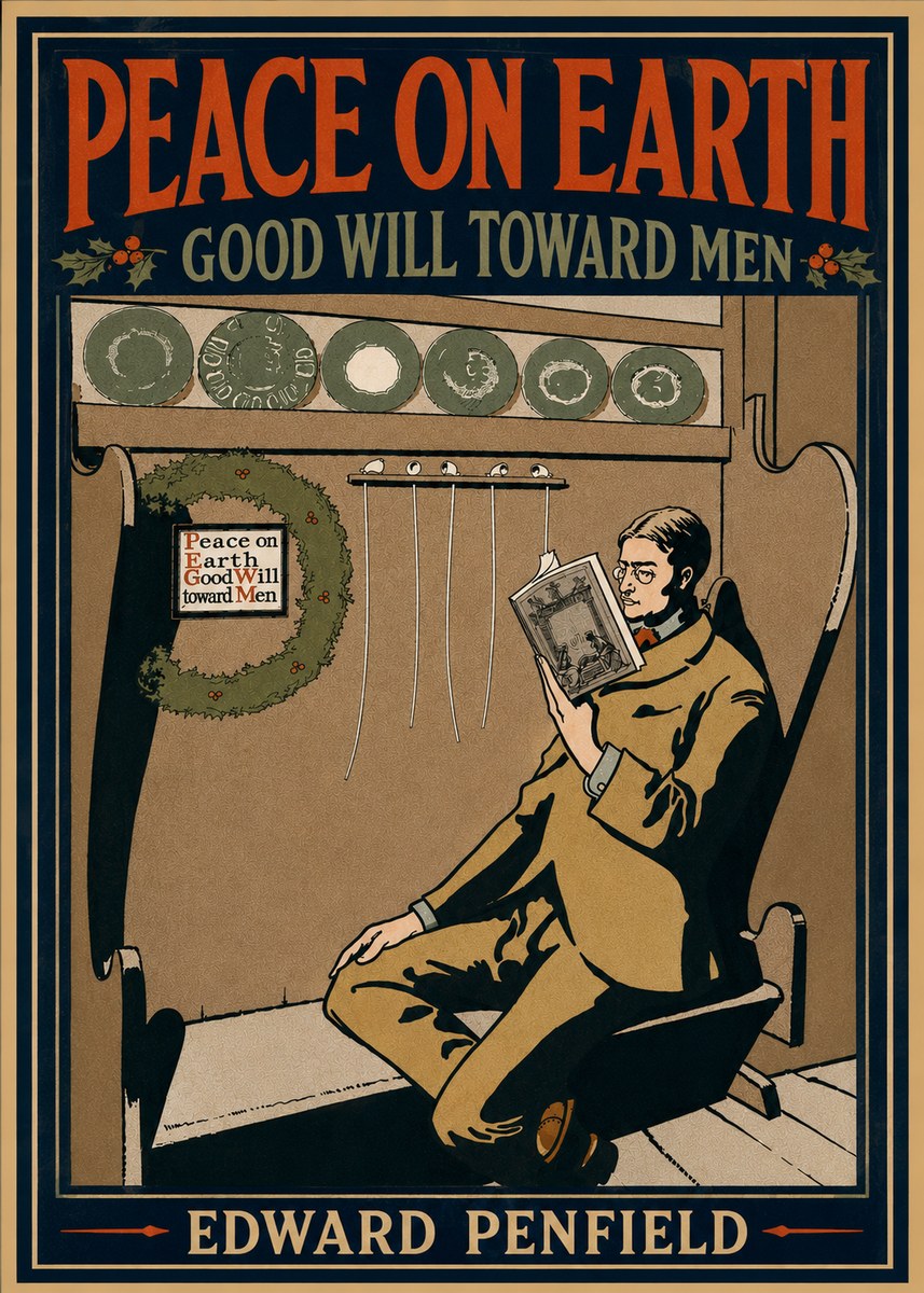 Edward Penfield Peace on Earth Good Will Toward Men No4 - Póster