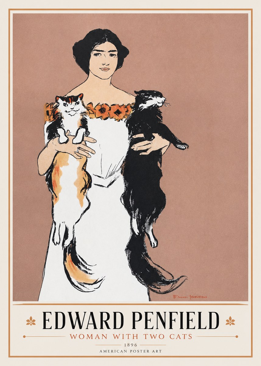 Edward Penfield Woman with Two Cats No1 - Póster