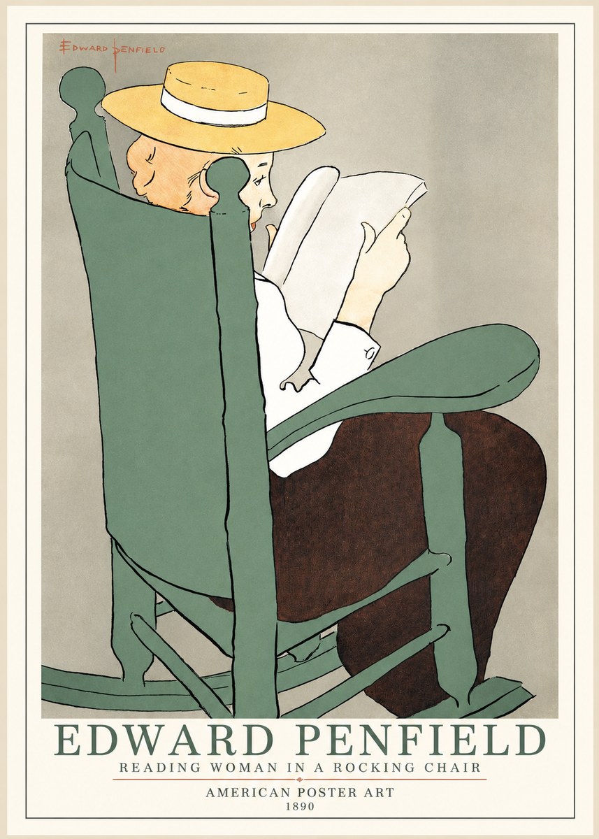 Edward Penfield Reading Woman in a Rocking Chair No1 - Póster